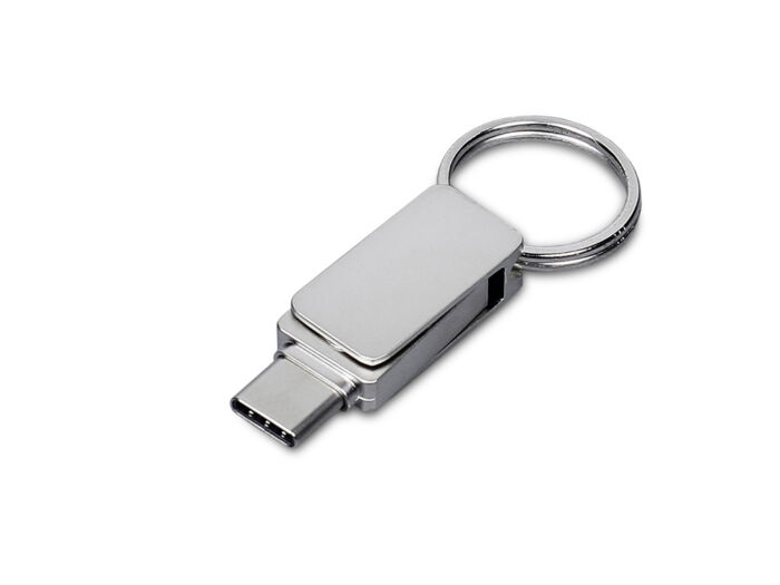 USB 2.0- флешка Mercury на 16 Гб с поворотным механизмом и дополнительным разъемом Type-C, серебристый