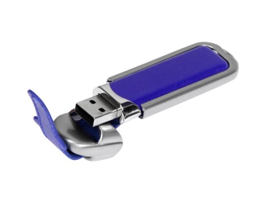 USB 2.0- флешка на 32 Гб с массивным классическим корпусом, синий/серебристый