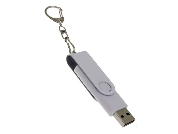 USB 3.0- флешка на 32 Гб с поворотным механизмом и дополнительным разъемом Type-C, белый