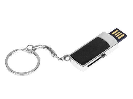 USB 2.0- флешка на 64 Гб с выдвижным механизмом и мини чипом, серебристый/черный