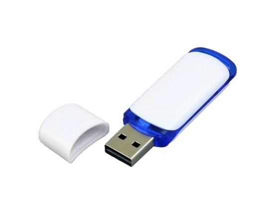 USB 3.0- флешка на 128 Гб с цветными вставками, белый/синий