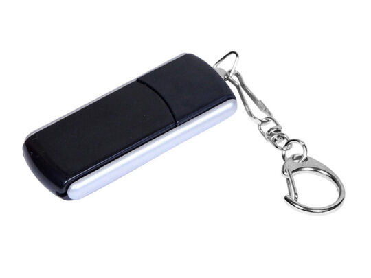 USB 3.0- флешка промо на 64 Гб с прямоугольной формы с выдвижным механизмом, черный/серебристый