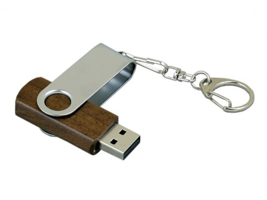 USB 2.0- флешка промо на 64 Гб с поворотным механизмом, коричневый/серебристый