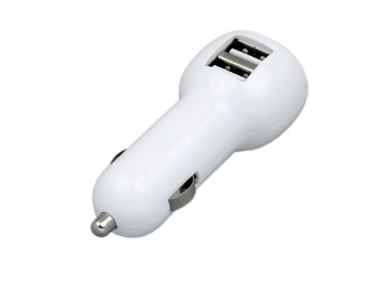 Автомобильная зарядка на 2 USB порта, белый