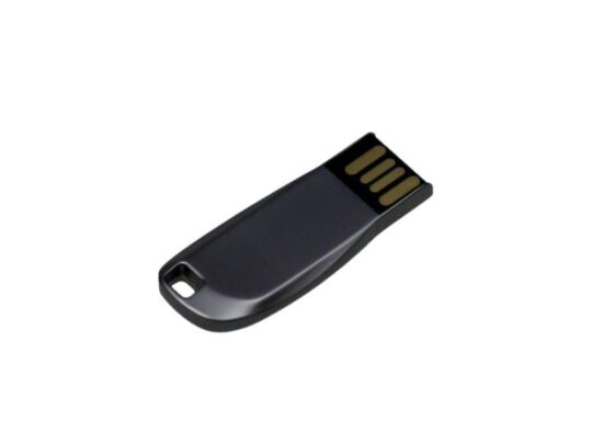 USB 2.0- флешка на 64 Гб компактная с мини чипом и овальным отверстием, серый антрацит