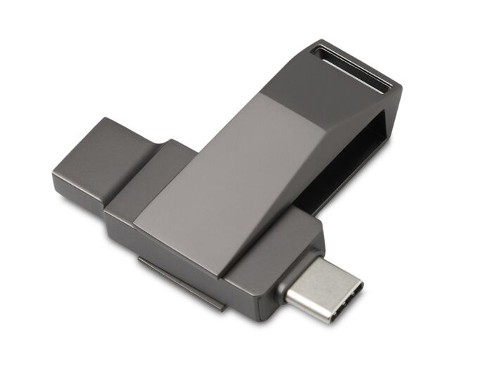 Флешка 64 ГБ USB Type-C и USB 3.0 Тесла, темно-серый