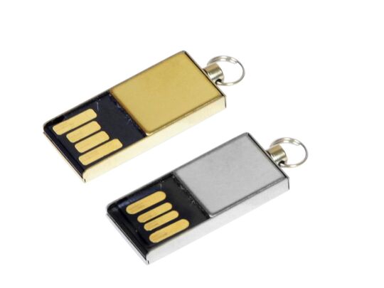 USB 2.0- флешка мини на 64 Гб с мини чипом, золотистый