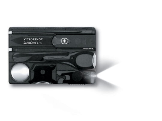 Швейцарская карточка SwissCard Lite, 13 функций, полупрозрачный черный