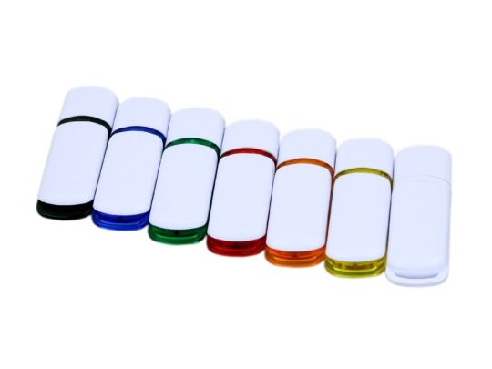 USB 3.0- флешка на 128 Гб с цветными вставками, белый/синий