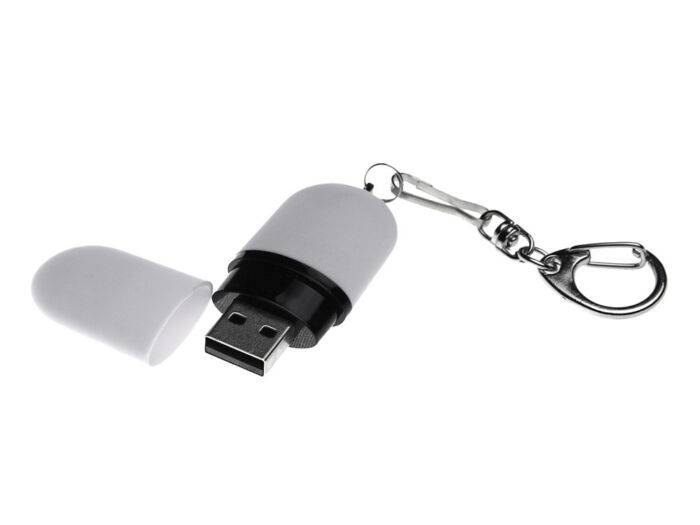 USB 2.0- флешка Goutte Soft-touch на 8 Гб каплевидной формы, белый