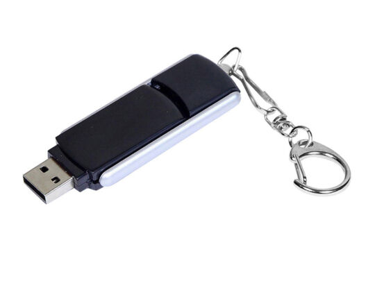 USB 3.0- флешка промо на 64 Гб с прямоугольной формы с выдвижным механизмом, черный/серебристый