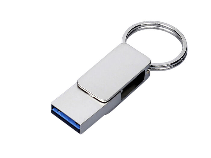 USB 2.0- флешка Mercury на 16 Гб с поворотным механизмом и дополнительным разъемом Type-C, серебристый