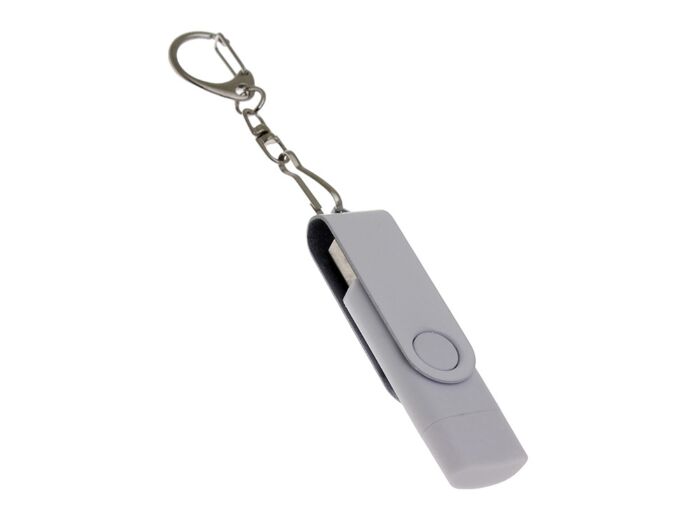 USB 3.0- флешка на 32 Гб с поворотным механизмом и дополнительным разъемом Type-C, белый
