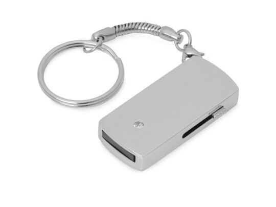 USB 2.0- флешка на 64 Гб с выдвижным механизмом и мини чипом, серебристый/черный
