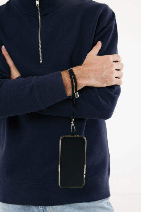 Ремешок-держатель для телефона CarryLoop на запястье из rPET RCS, черный